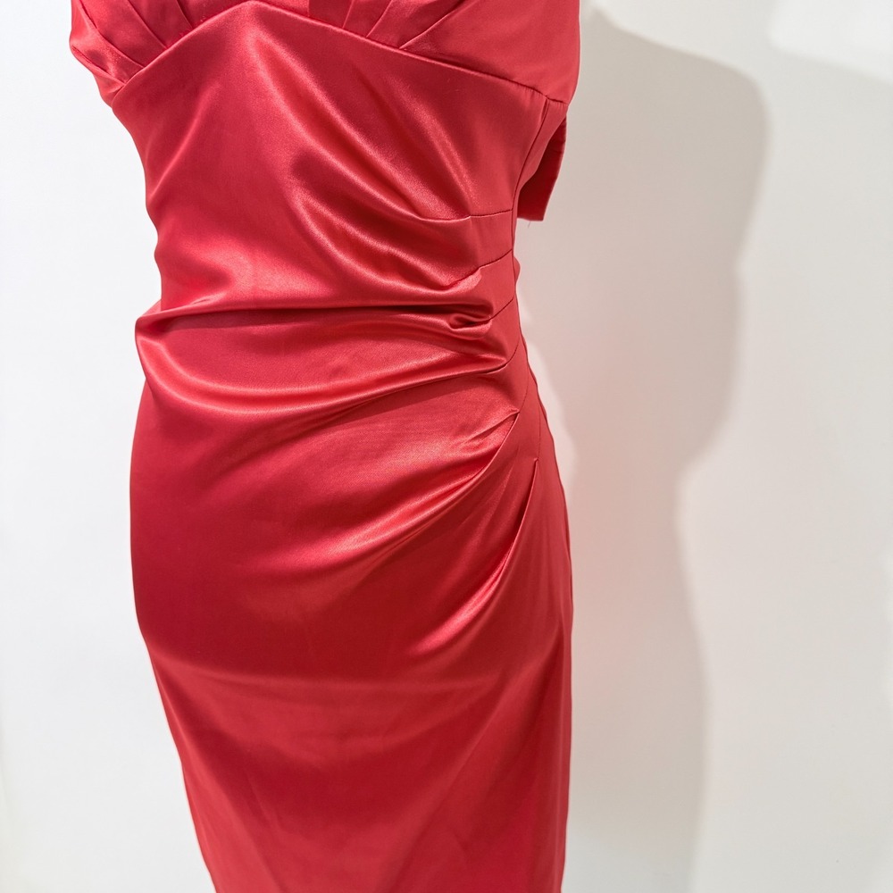B Smart Red Satin Halter Slip Dress Size XS? Pin Up Coquette Cocktail Party - Picture 3 of 8